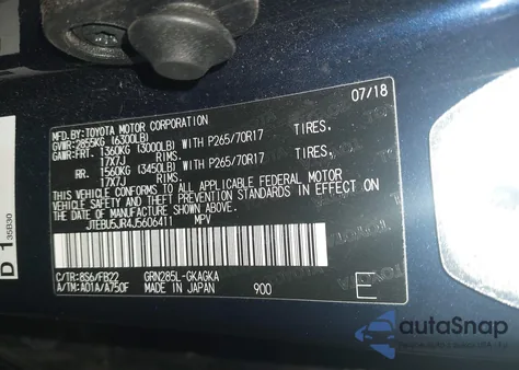 2018 Toyota 4Runner Sr5 из США, поврежденный, VIN JTEBU5JR4J5606411